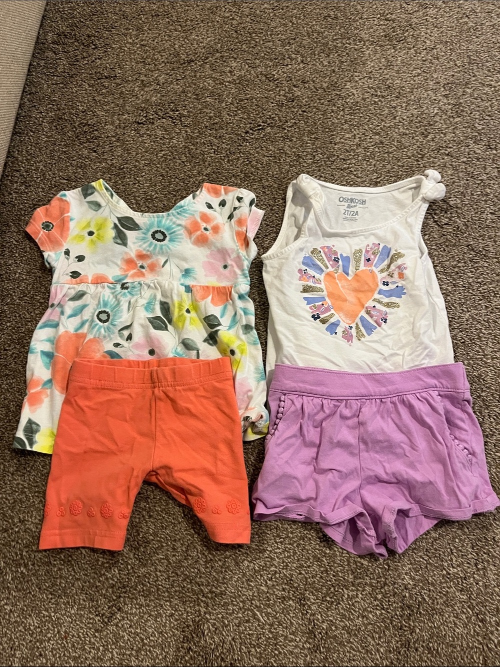 Carter's Girls Coral, Purple & White Floral Matching Set